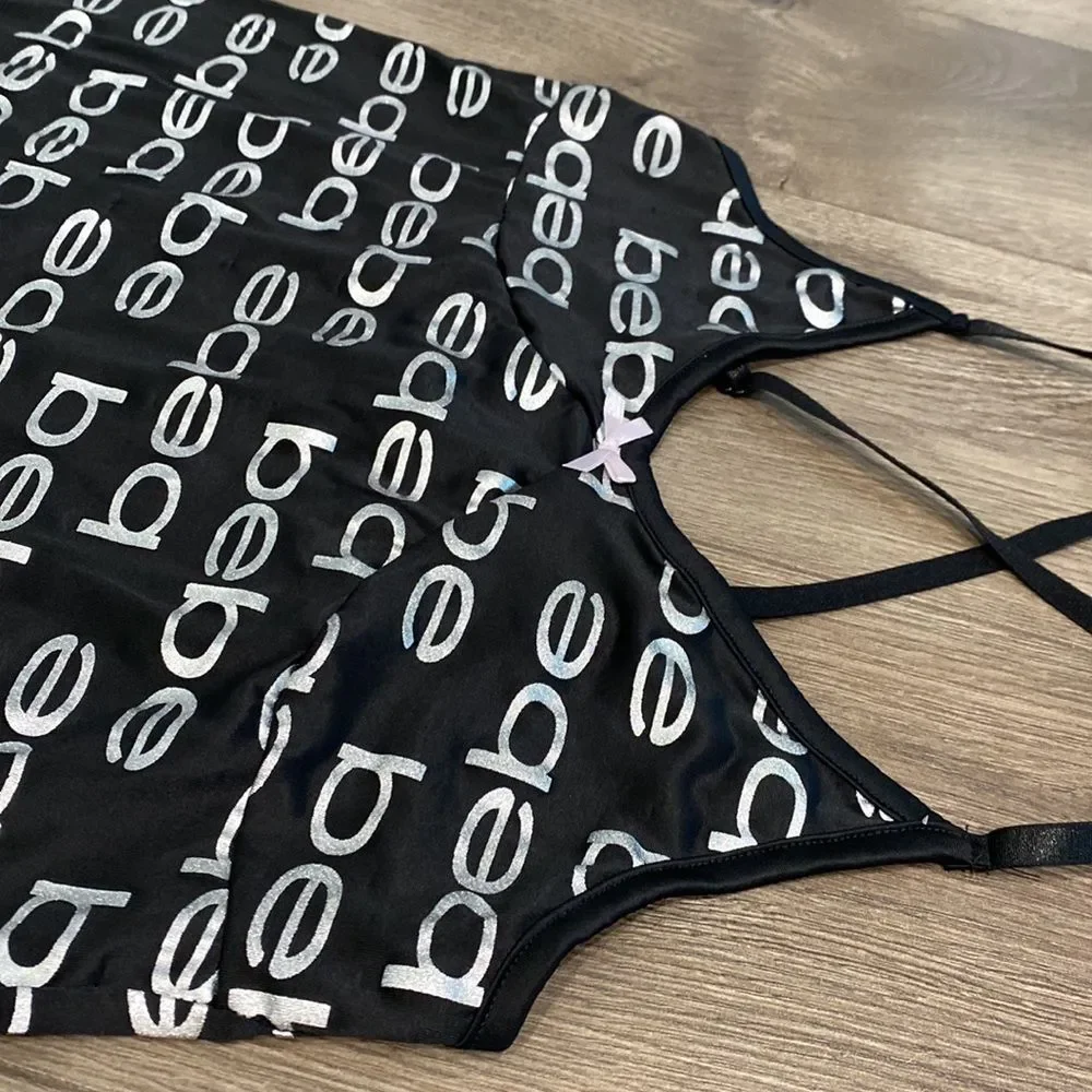 Bebe black and silver lingerie slip size medium - Picture 7 of 12